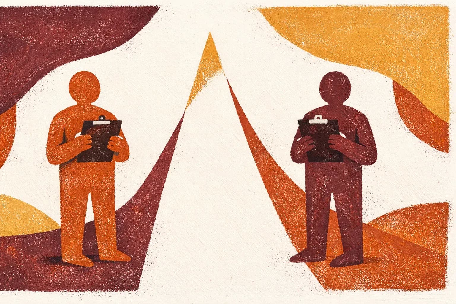Editorial illustration for "The wrong first hire kills more startups than the wrong idea" — Marga Haus Perspectives